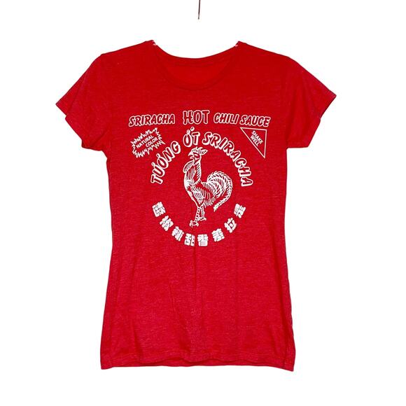 SRIRACHA Hot Chili Sauce Graphic T-Shirt Crew Neck Short Sleeve Slim Fit Red XS - Picture 5 of 5